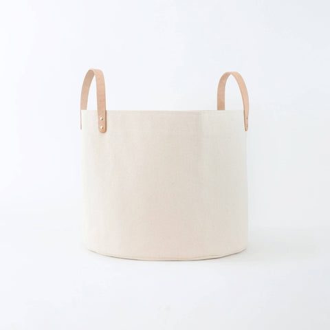 Medium Minimalist Canvas Bucket Basket | Natural