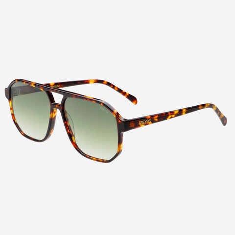 Billie Unisex Aviator Sunglasses : Tortoise/Green