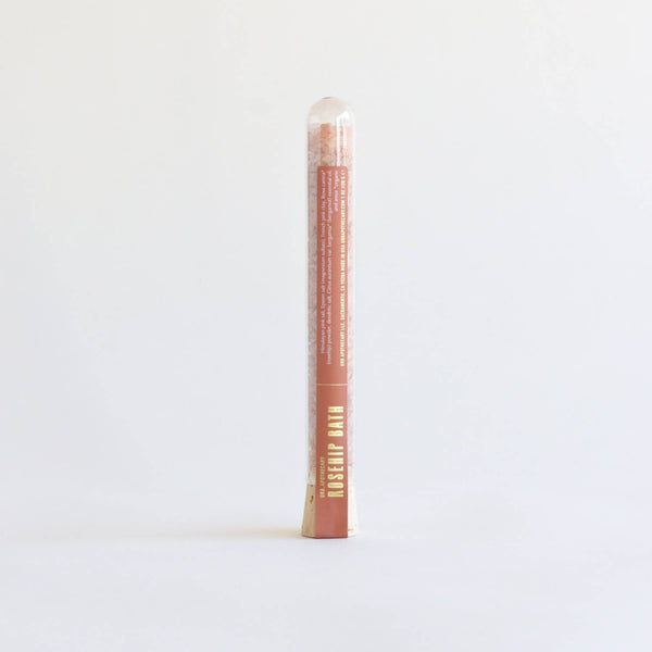 SALT SOAK TEST TUBES - GLASS - GIFTS: ROSEHIP BATH TEST TUBE