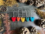 Felted Wool Mini Heart Ornament: Mountainbell Red