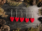 Felted Wool Mini Heart Ornament: Mountainbell Red