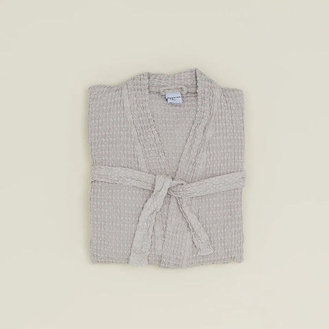 Waffle Cotton Bath Robe | Light Grey | Small