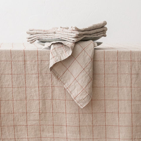 Linen Napkin | Natural with Brick Window Pane